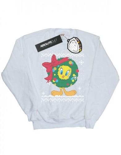 Looney Tunes Girls Tweety Pie Kerst Fair Isle Sweatshirt 7-8 Years wit
