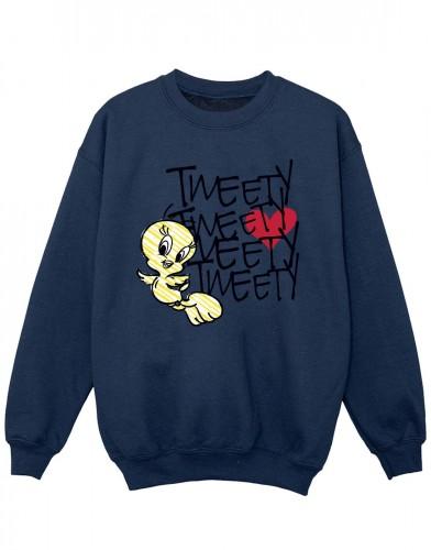 Looney Tunes meisjes Tweety Love Heart Sweatshirt 7-8 Years wit