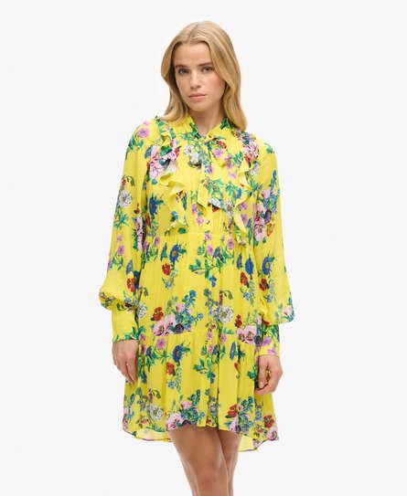 Superdry Vrouwen Studios Off Duty Mini-jurk Geel