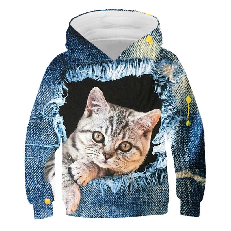 ETST WENDY 09 Dier 3D Print Hoodie Leuk Katje Grafische Print Harajuku 3D Hoodie Leuke Stijl Kinderen Comfortabele Casual Sport Hoodie 100