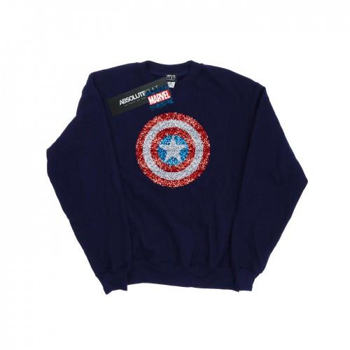 Marvel Girls Captain America Pixelated Shield-sweatshirt 7-8 Years wit