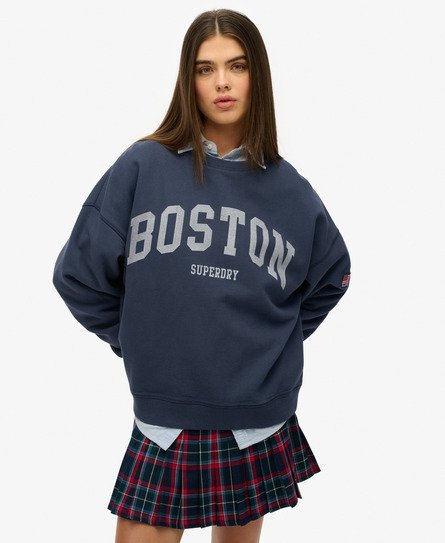Superdry Vrouwen Athletic Essentials Oversized Sweatshirt met Ronde Hals Blauw