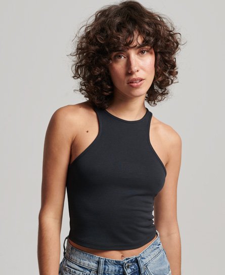Superdry Vrouwen Studios Racer Tanktopje van Jersey Zwart