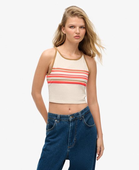 Superdry Vrouwen Gestreepte Vintage Surf Tanktop Grijs