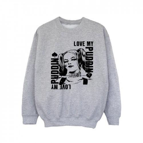 DC Comics Girls Suicide Squad Harley Love Puddin-sweatshirt 9-11 Years wit