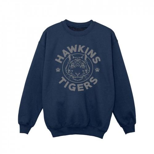 Pertemba FR - Apparel Netflix Girls Stranger Things Hawkins Grey Tiger Sweatshirt 9-11 Years wit