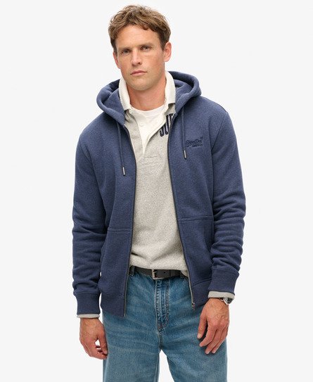 Superdry Mannen Essential Logo Hoodie met Rits Blauw