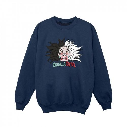 Disney Girls 101 Dalmatiërs Cruella De Vil Crazy Mum Sweatshirt 7-8 Years wit