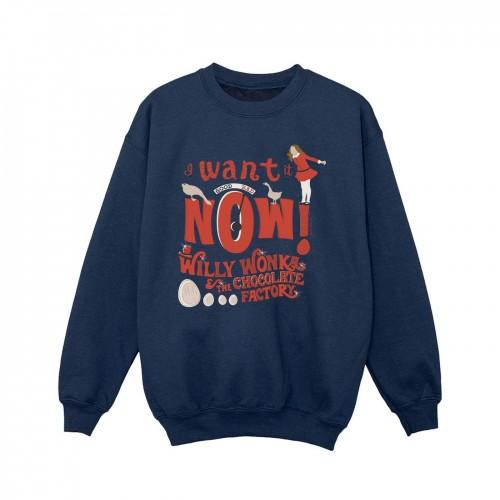 Pertemba FR - Apparel Willy Wonka Girls Verruca Salt Ik wil het nu Sweatshirt 5-6 Years wit
