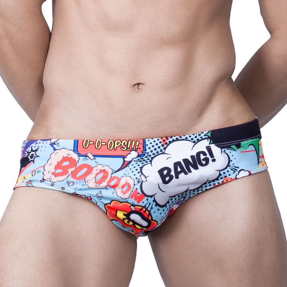 UXH Fashion Zwemslips voor heren, sexy badkleding met afneembare push-up cup, surfbad, strandboardshorts M blauw