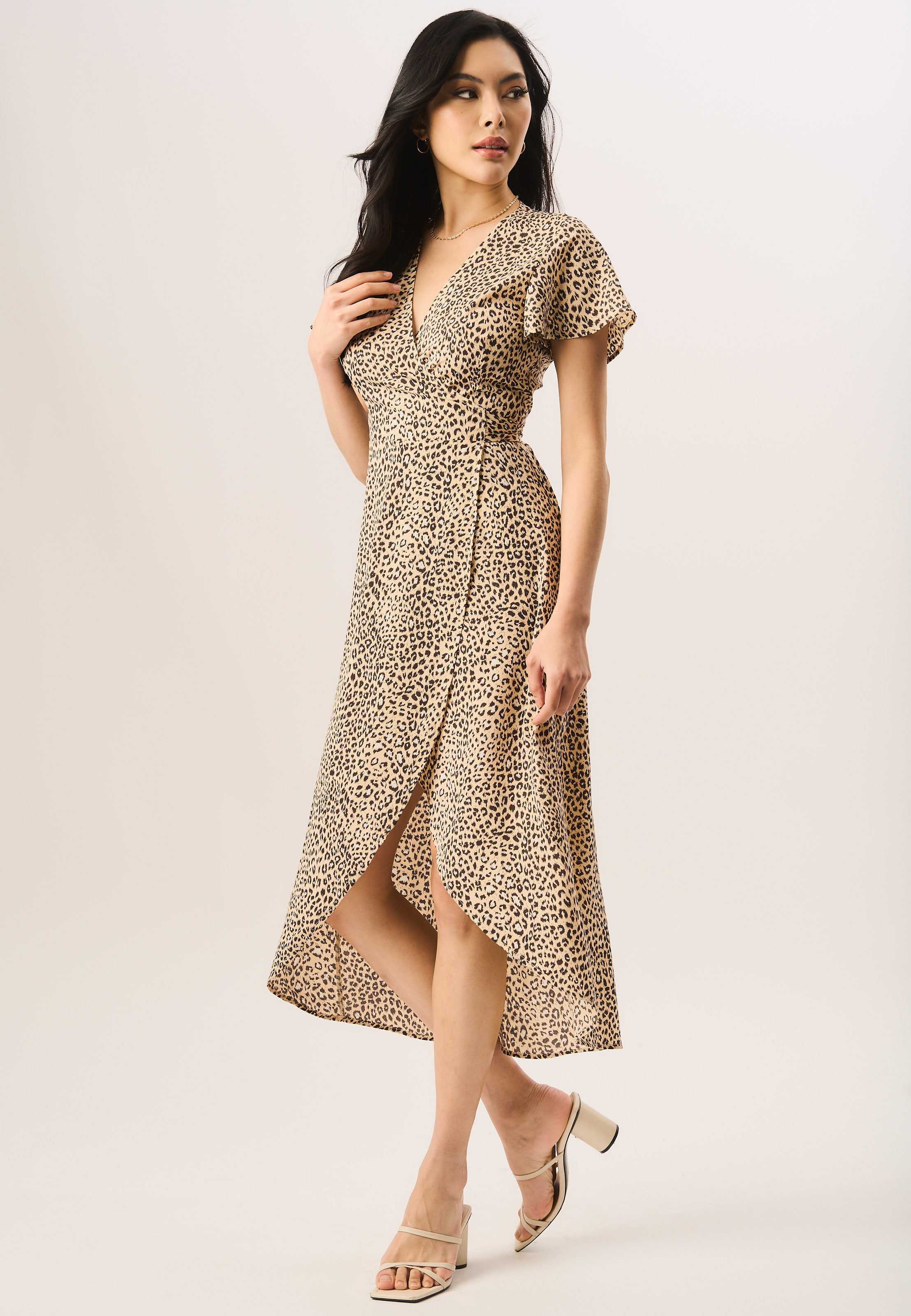Gini London Midi-wikkeljurk met dierenprint