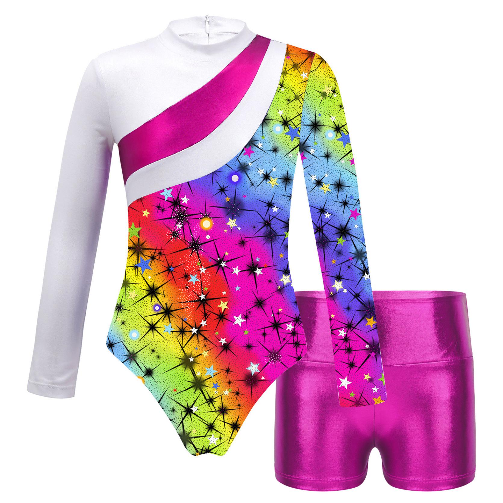 IEFiEL Zwemkleding voor kinderen, strandkleding, badpak met print, tweedelige outfits voor gymnastiek, danssport 7-8 Years paars