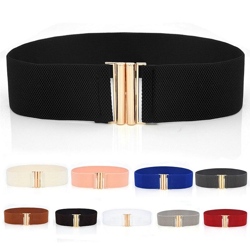 XBHBEAUTY 2021 Vrouwen Brede Elastische Taille Riem Jurk Riem Accessoires Stretch Elastische Brede Corset Taille Metalen Gesp Corset Riem Corset Riem roze