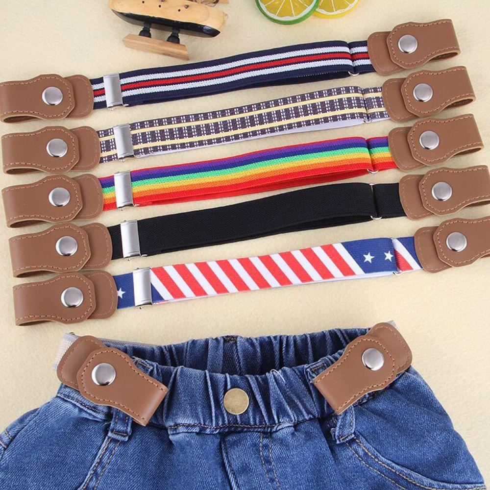 Tongui147 Fashion Adjustable Easy to use Canvas Girdle Child Elastic Belt Buckle Stretch Belts Waistband Style 5