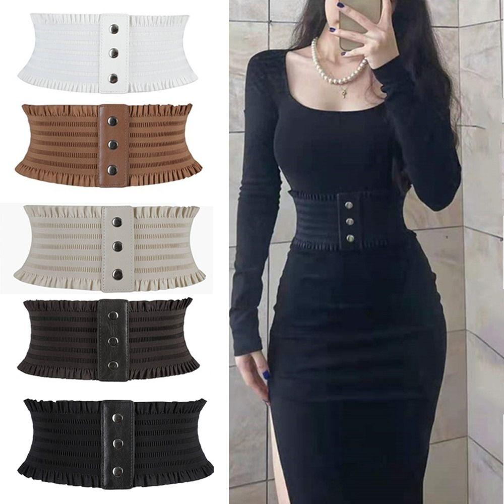 EPsacakok Rok Jurk Jas Luxe brede riemen Elastisch korsetband Stretch buikbanden Leren tailleband zwart