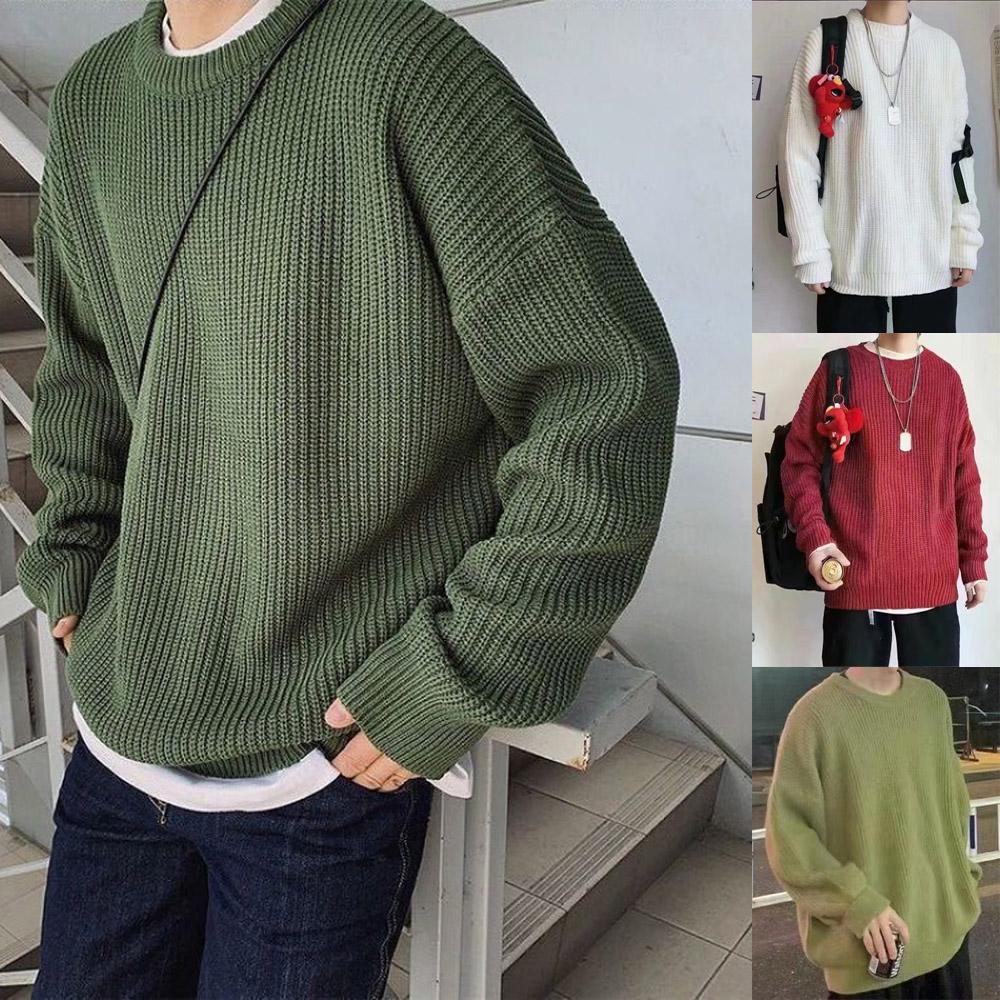 VVGUOWEI Mode Truien Heren Herfst Effen Kleur Wollen Truien Slim Fit Heren Straatkleding Herenkleding Gebreide Trui Heren Pullovers XXXXL wit