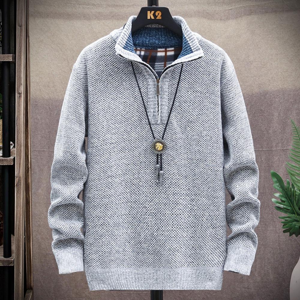 King Billion Fleece Heren Grote Maat Half Turtleneck Trui Heren Rits Gebreide Trui Slim Fit Casual Pullover Herfst Winter Heren M blauw