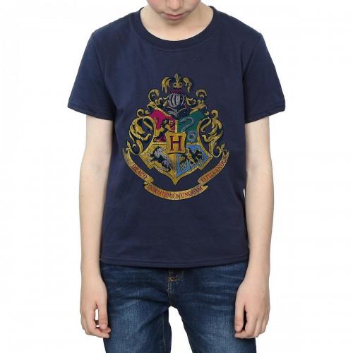 Harry Potter jongens Hogwarts Crest katoenen T-shirt 7-8 Years marineblauwe kleur