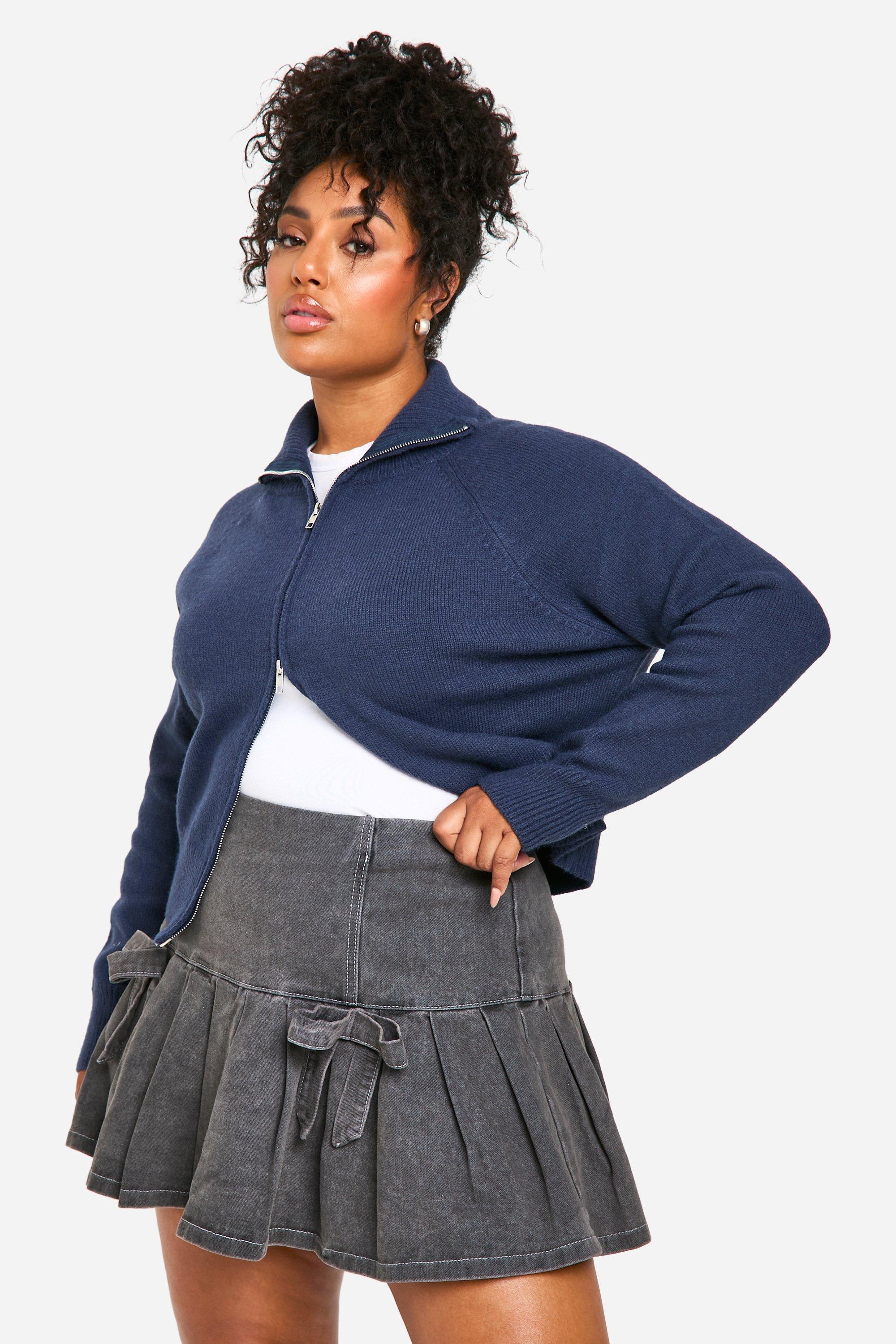 Boohoo Plus Geplooid Mini Mini Rokje Met Strik, Black