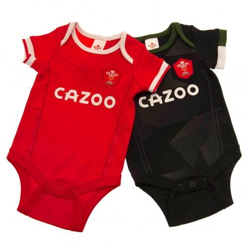 Wales RU Wales UK Baby bodysuit (Pak van 2) 3-6 Months zwart/rood