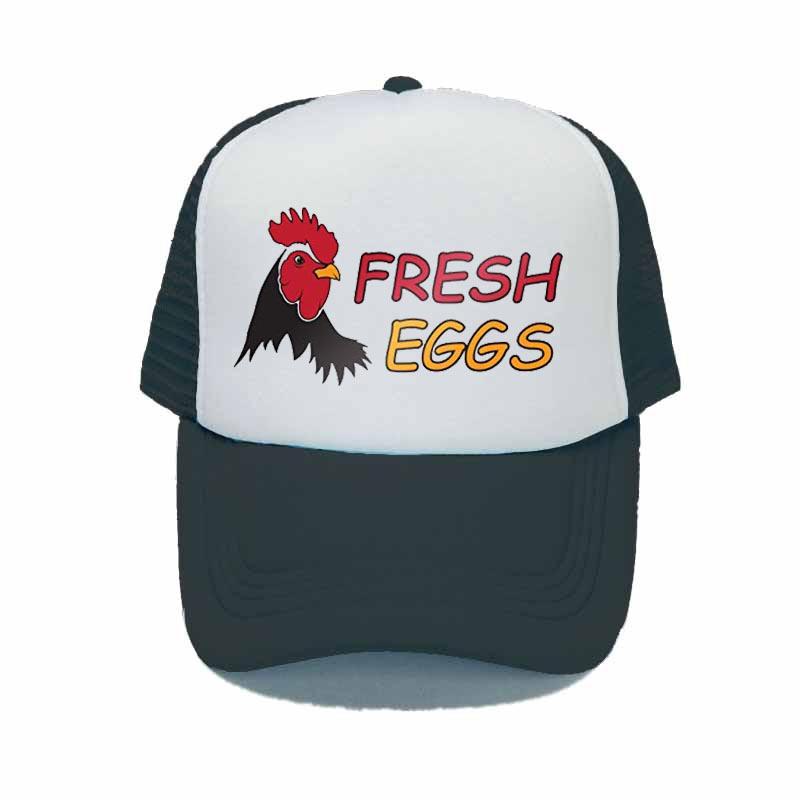 91610103MAC303Y57G Advertentie Verse Eieren Snapback Cap Biologische Boerderij Ei Trucker Hoed Dierlijke Kip Boerderij Boer Verstelbare Zonnehoed YY320 56-60cm for adult