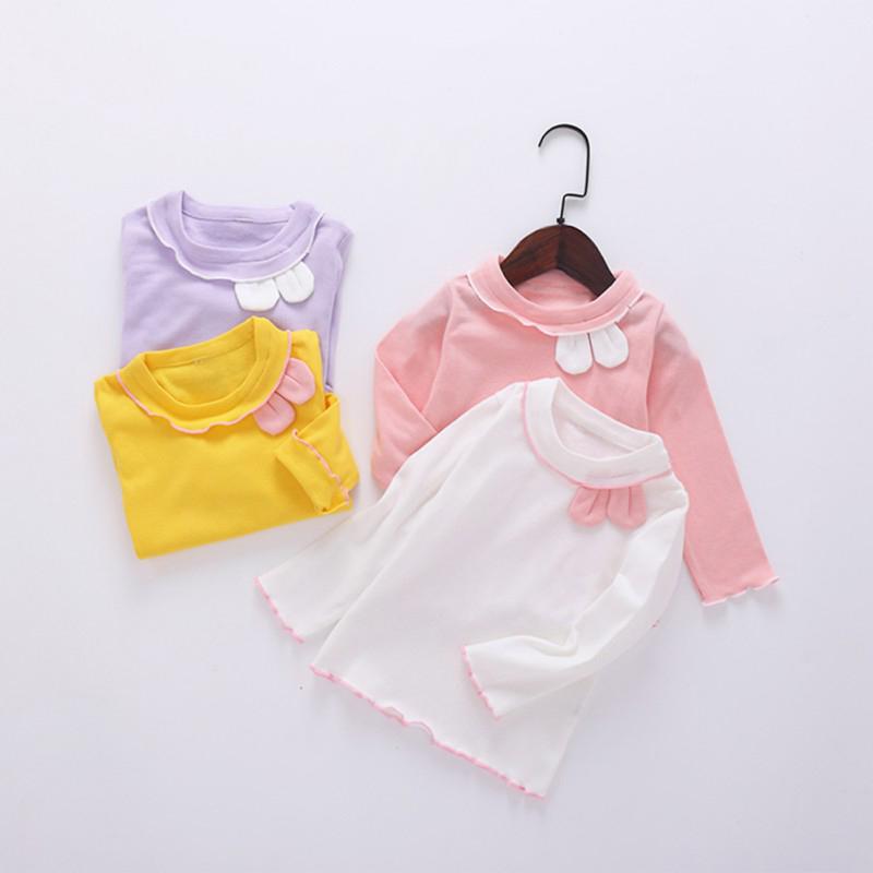 BOOSKU Leuke meisjes herfst lente bloemen katoenen trui T-shirt kinderkleding baby lange mouwen tops tees blouse 110