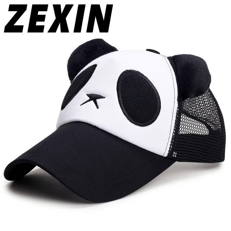 ZEXIN Leuke Panda Baseball Cap Zomer Zonnebrandcrème Zonnehoed Mode Trucker Cap Mannen en Vrouwen Netto Cap 55-59CM