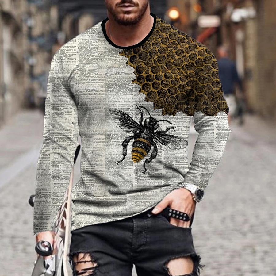 ETST WENDY 05 Heren Lente en Herfst Lange Mouw T-shirt Top Losse Casual Streetwear Sportkleding Ronde Hals Pullover Trend 3D Poker Print Shirts S