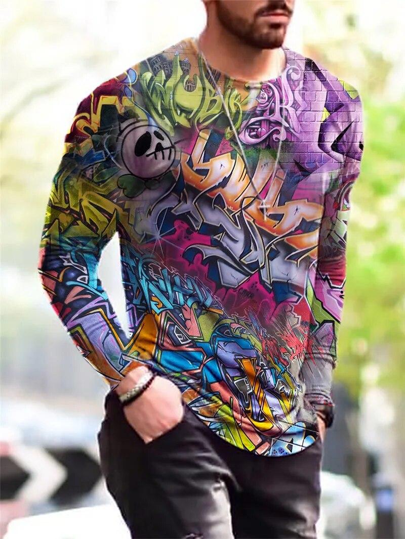Transmission of love Gothic Street Style Hip Hop Rock heren T-shirts met lange mouwen Lente Herfst 3D Printing Jeugdige Vitaliteit Tops Tees Plus Size 6XL S