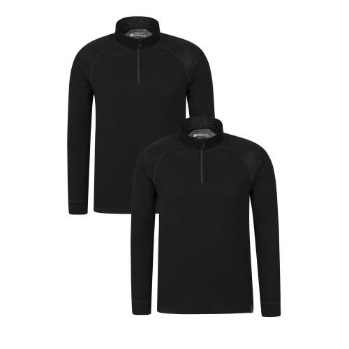 Pertemba FR - Apparel Mountain Warehouse Heren Merinowol basislaagtop (Pak van 2) XXL zwart