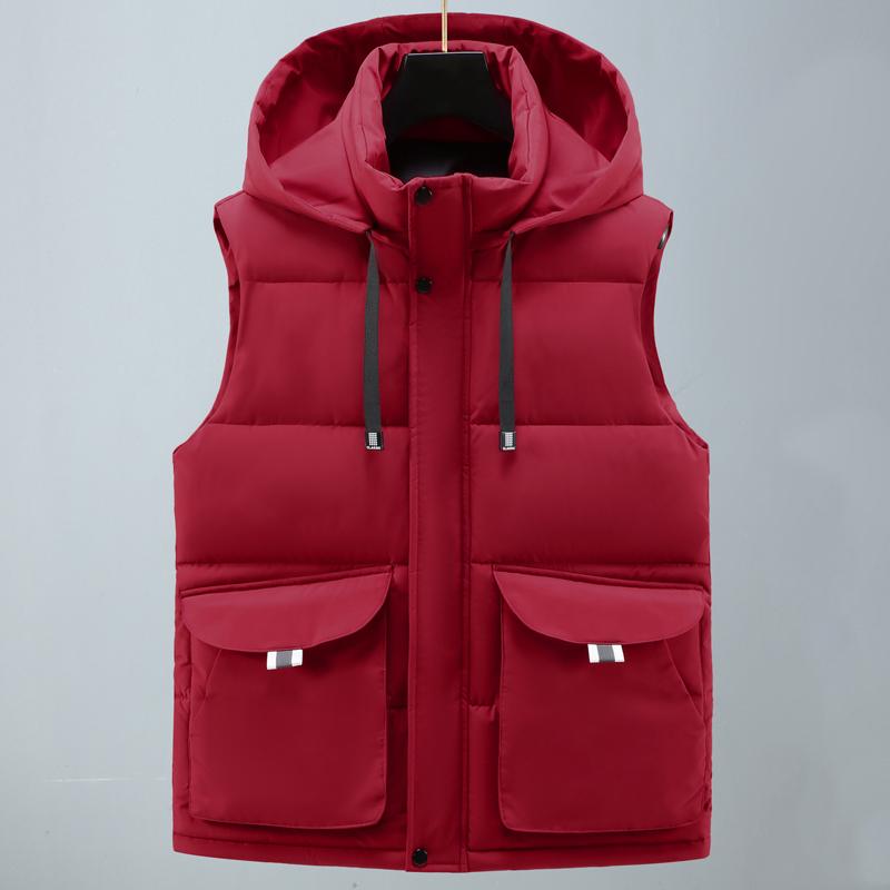 Smiao Plus Size S-8XL Winter Mouwloze Jassen voor Heren Buitenkleding Capuchon Mode Casual Dikke Warme Heren Vesten S zwart
