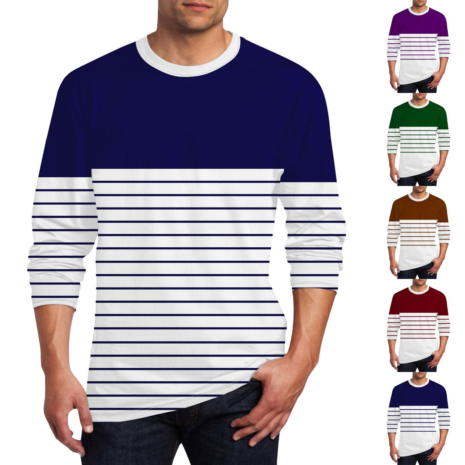 Ximalaya Heren T-shirt O-hals Kleding Kleding Buiten Lange Mouw Print Modeontwerper Vintage M