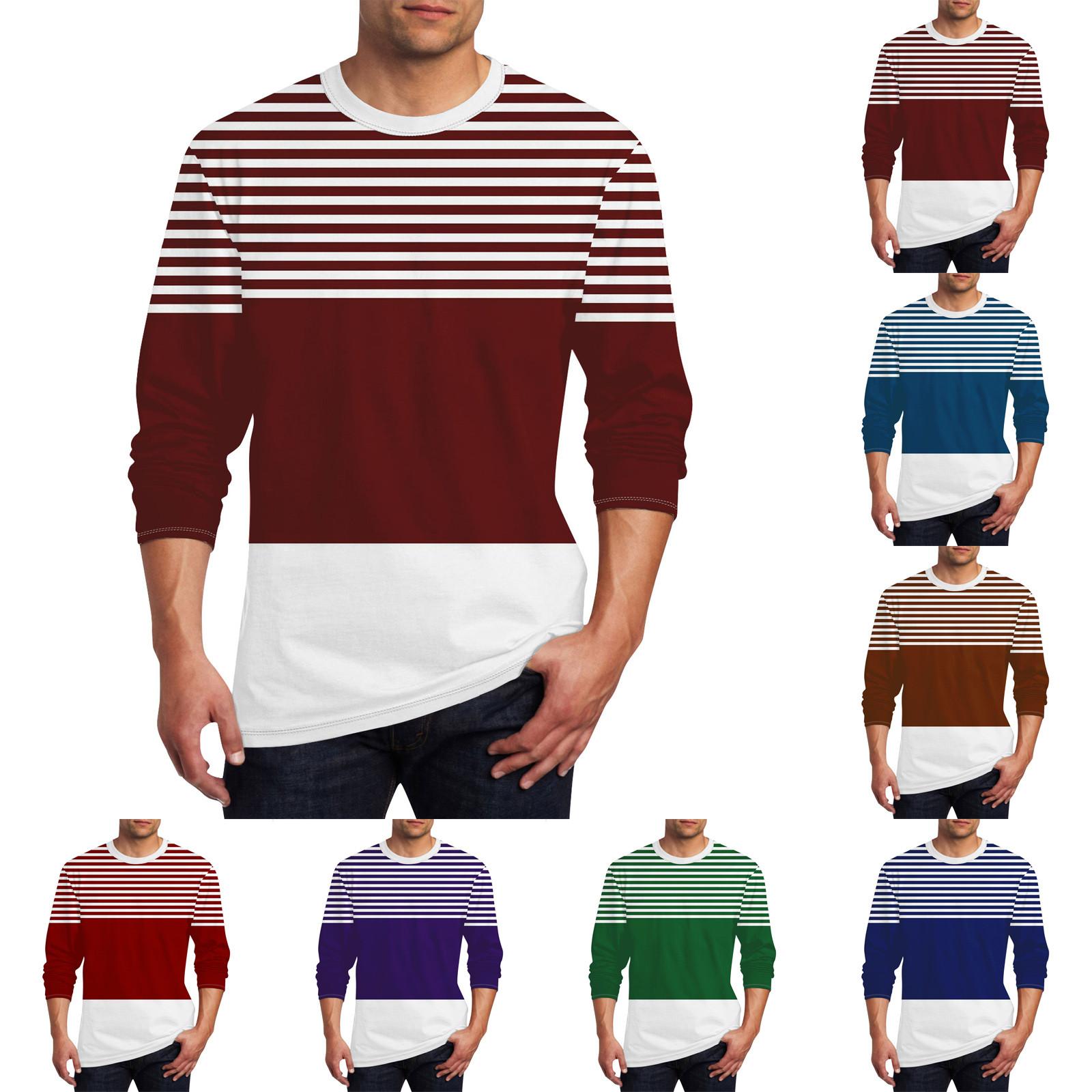 Ximalaya Heren T-shirt O-hals Kleding Kleding Buiten Lange Mouw Print Modeontwerper Vintage L rood