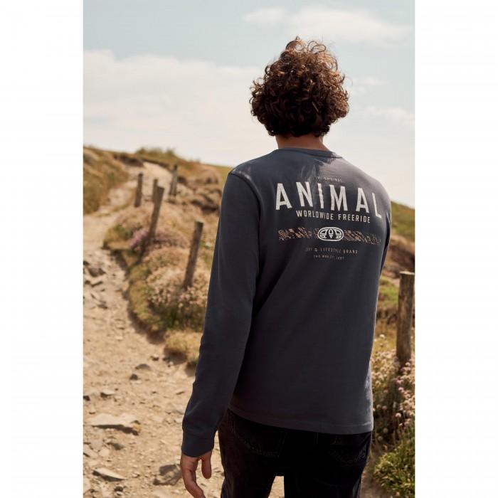Animal Heren Tommy Back Print biologisch T-shirt met lange mouwen XS donkergrijze kleur