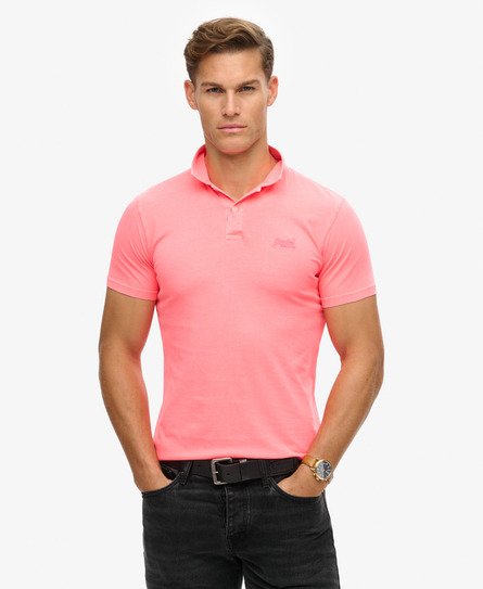 Superdry Mannen Essential Neon Poloshirt van Jersey met Logo Cream