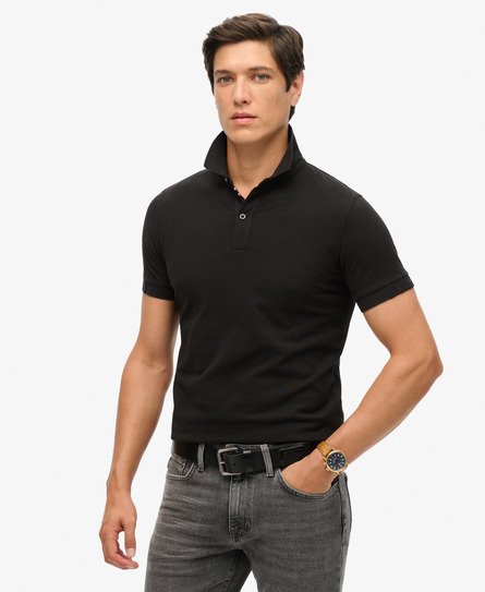 Superdry Mannen Piqué City Poloshirt Zwart