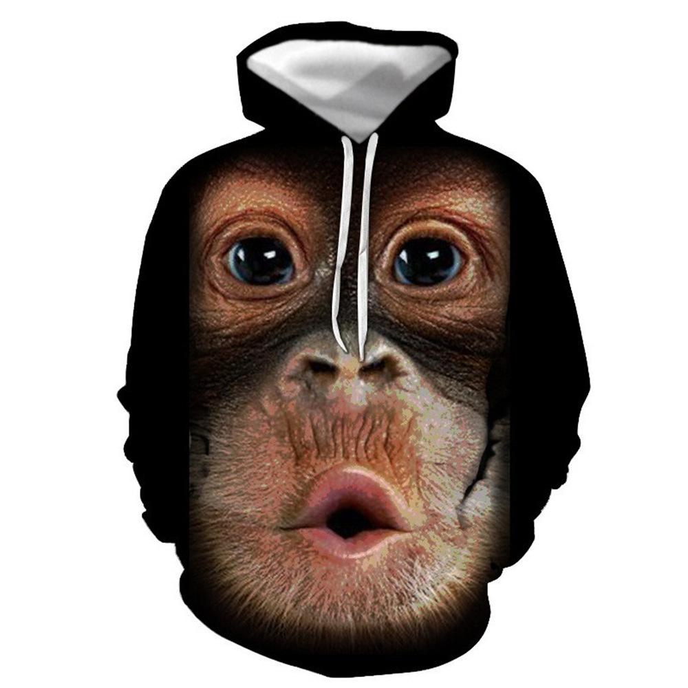 Little red horse Eigenzinnige chimpansee print sweatshirt heren 3D geprinte hoodie pullover eigenzinnige sweatshirt S