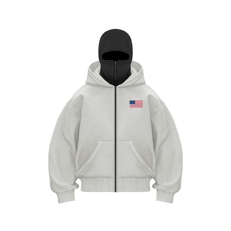 Hoodie Suit Clothing USA Heren Hoodie Casual Sport Pullover Retro Lange Mouw Rits Jas Drie lagen winddicht Zakken Losse Pasvorm S