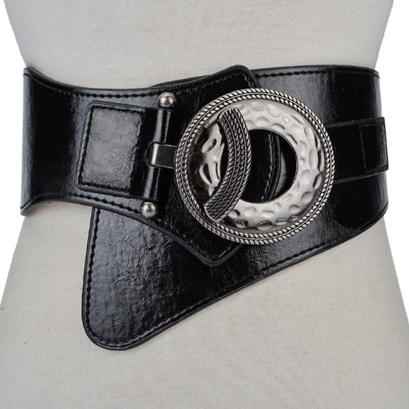 COOLERFIRE FASHION Dames brede taille elastische stretchriemen voor dames kleden vintage riem 85cm zwart