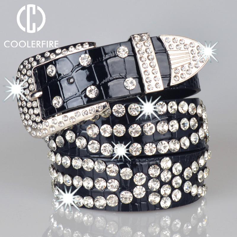 COOLERFIRE FASHION Belt For Women Vintage Rhinestone Casual Belts Women Fashion Belts for High Quality Luxury Belt Designers For Jeans Strap PK008 110cm wit