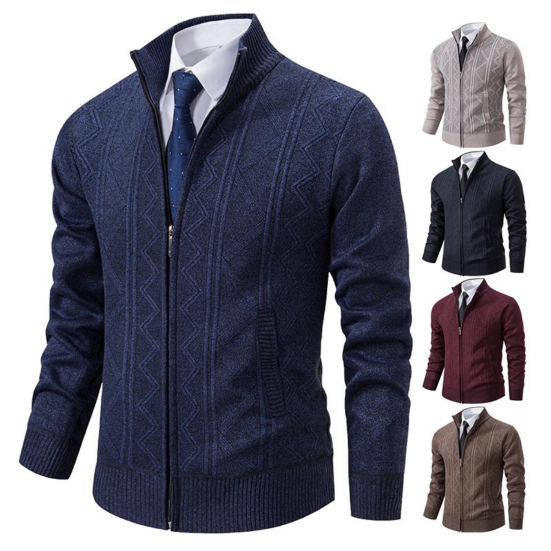 DSorothy Verdikte jas Heren Herfst en Winter Warme Trendlijn Staande Kraag Gebreide Cardigan Trui Jas XXXL beige