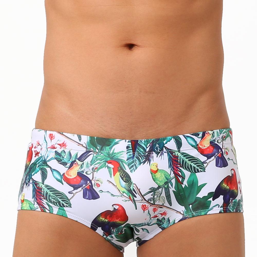 UXH Fashion Gevoerde zwembroek voor heren, sexy badpak, stevige badmode met zakje M wit