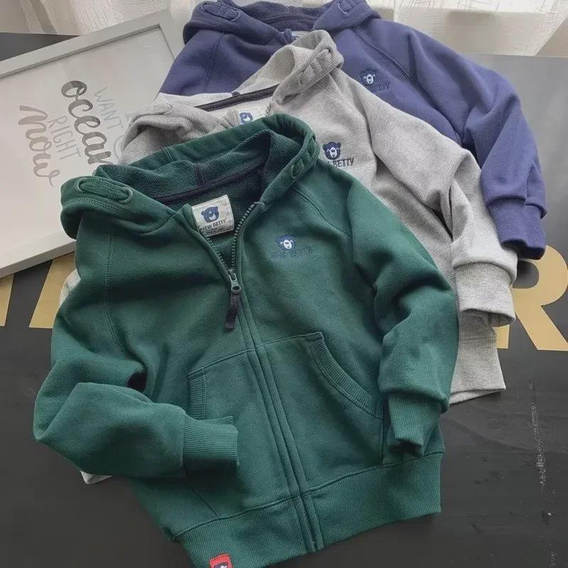 VantaGoods Warme capuchonjas voor jongens - Herfst/winter trui met rits 140