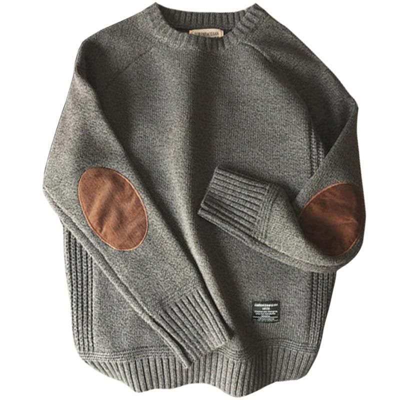 NEXT Urpretty7 Heren Pullover Trui Herfst Mode Casual Los Dik O-hals Wol Gebreid Oversize Harajuku Streetwear Breiwerk M-5XL XXXXL bruin