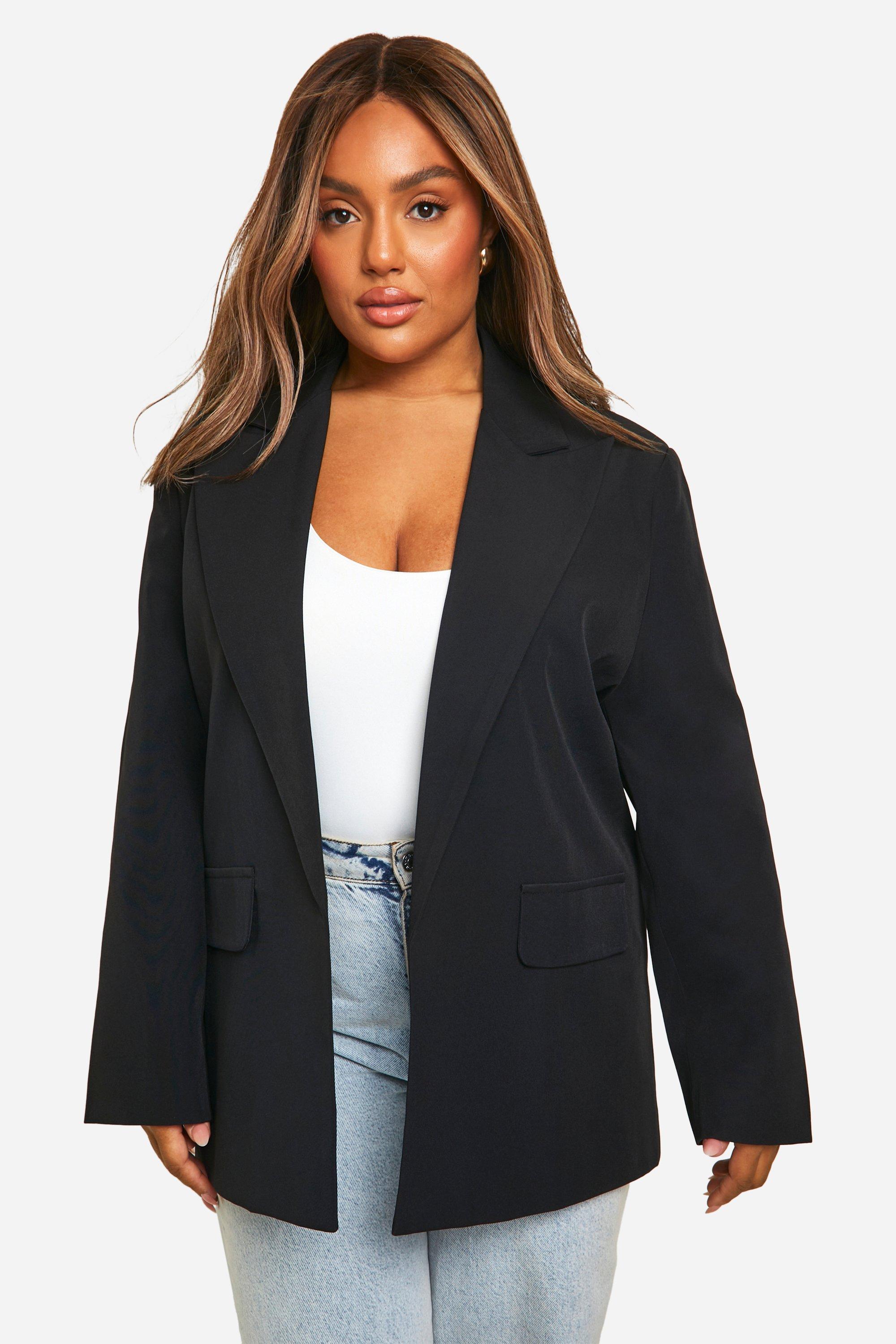 Boohoo Plus Getailleerde Long Line Blazer, Black