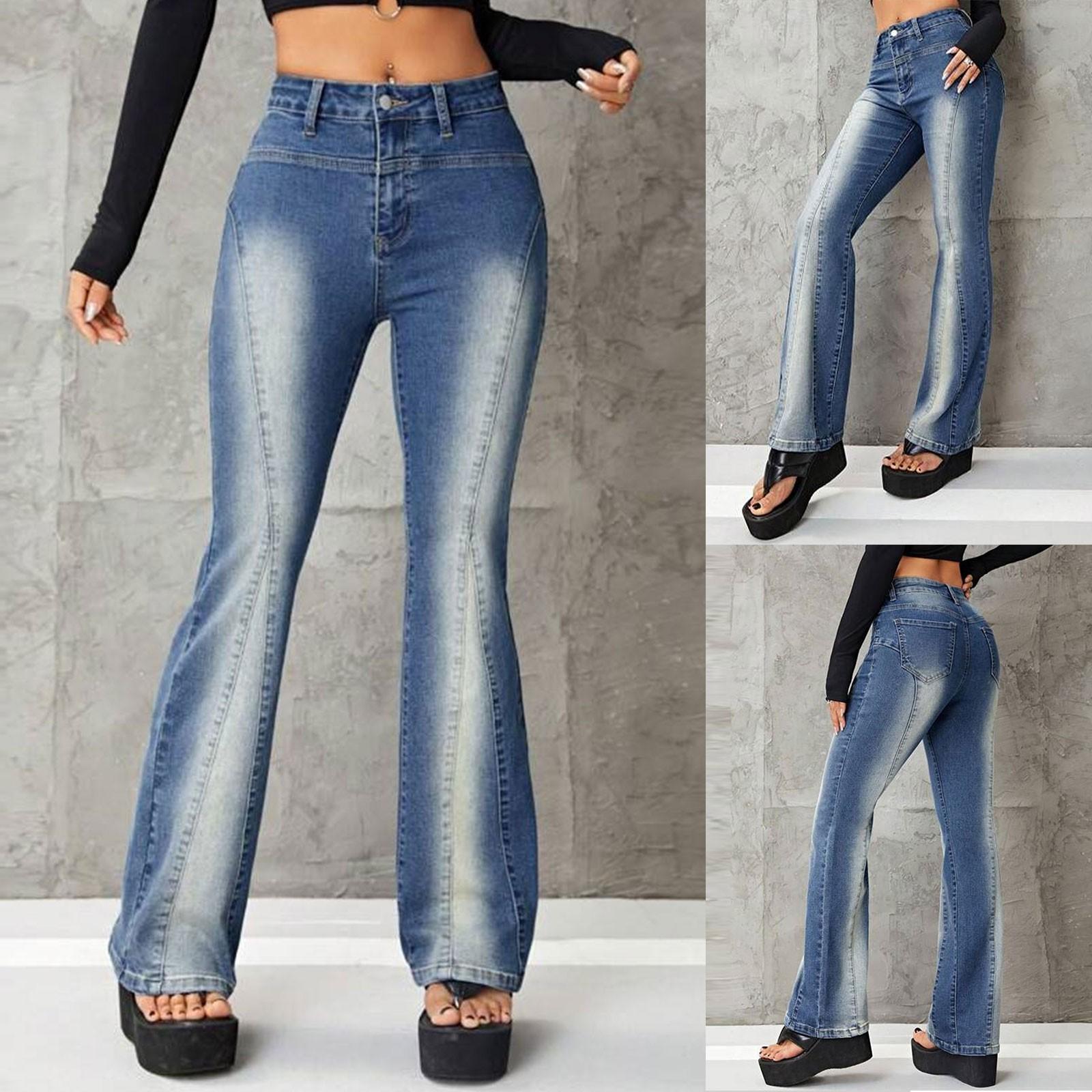 Winnerer Saturn Damesmode Afslankende Stretch Micro-Cropped Jeans L blauw