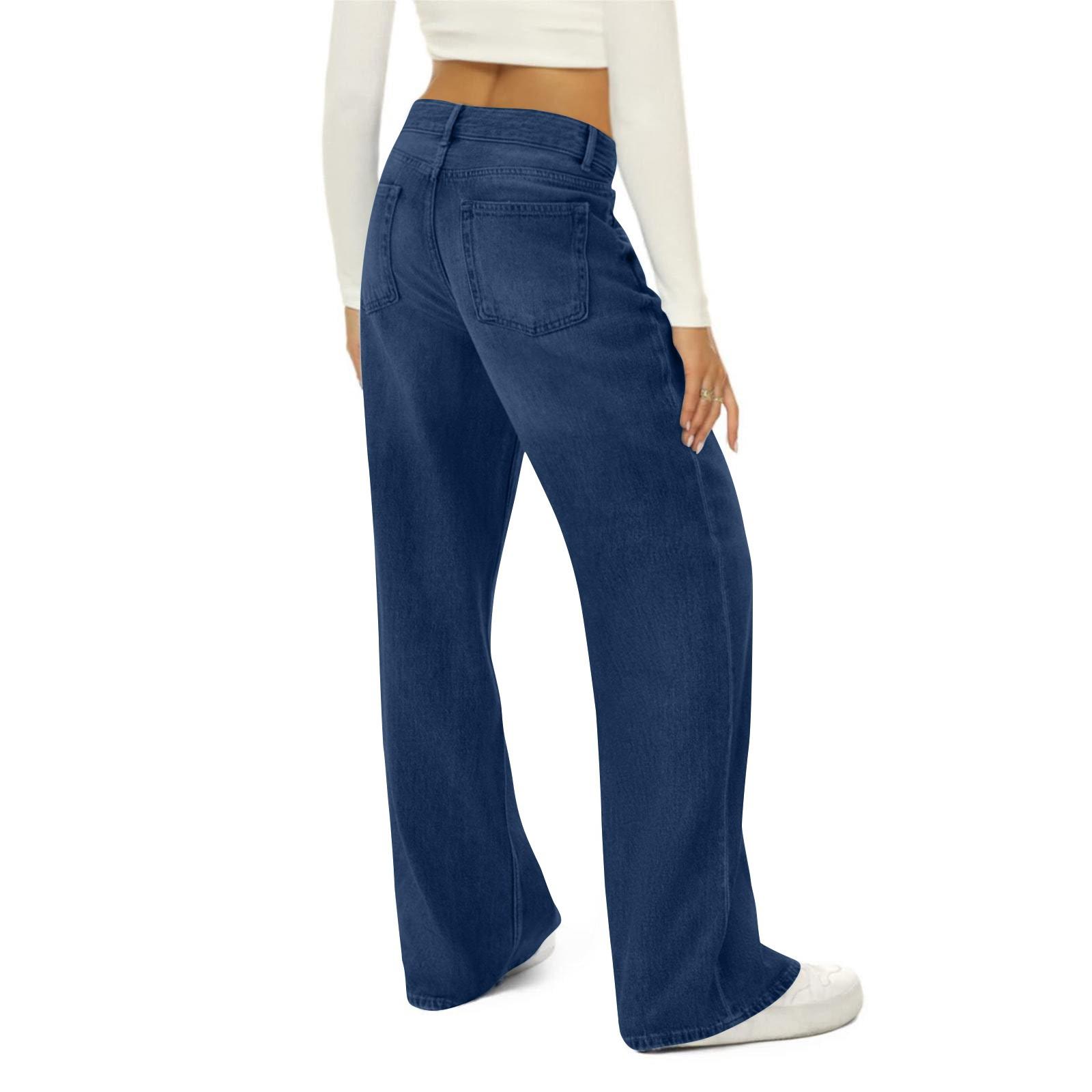 Explorer Outdoors Damesmode Casual Veelzijdige Vintage Wijde Pijpen Jeans S