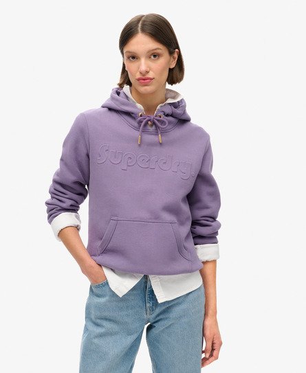 Superdry Vrouwen Hoodie met Reliëflogo Paars