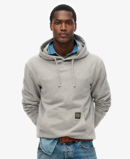 Superdry Mannen Relaxed Hoodie met Contrasterende Stiksels Grijs