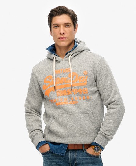 Superdry Mannen Neon Hoodie Grijs